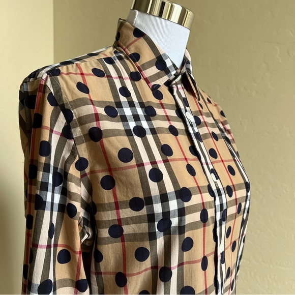 NWOT! Burberry Polka Dot Nova Plaid Button Down Shirt S/P  $850 - Picture 8 of 14